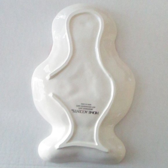 Home Accents Red Scarf Snowman Star Snowflakes Christmas Ceramic Platter Plate - Picture 6 of 12